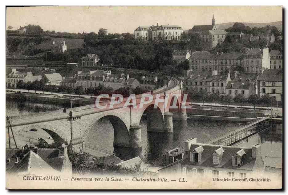 Châteaulin — Panorama vers la Gare — Châteaulin-Ville — Librairie Corcuff, Châteaulin