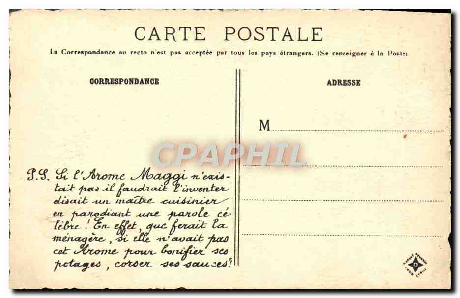 CPA Guimiliau Le Marche Publicite Maggi — Rückseite