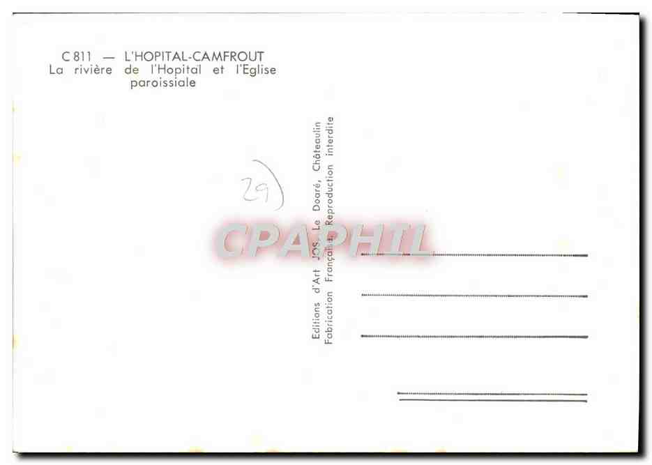 L'Hôpital-Camfrout — La rivière et l'église paroissiale — Éditions d'Art Jos. Le Doaré — Reverso