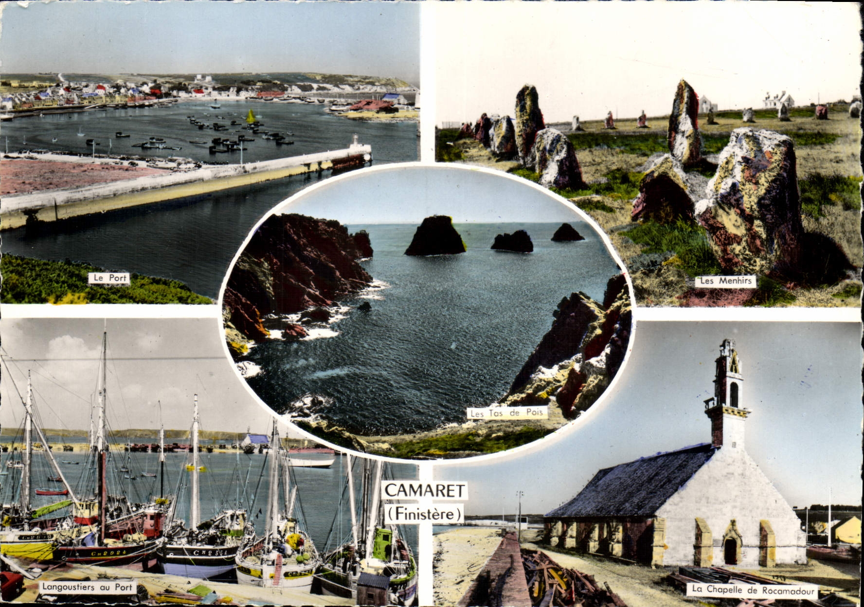 CPM Camaret Le port Les menhirs Langoustiers au port la chapelle de Rocamadour