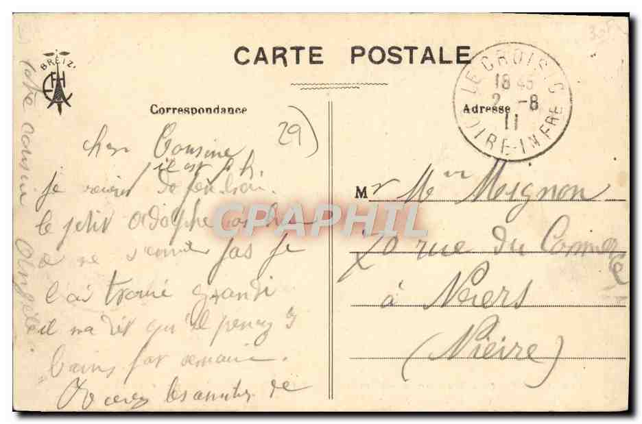 CPA Bretange Les coiffes Bretonnes Femmes de Brignogan habillees pour une Procession foklore  — Rückseite