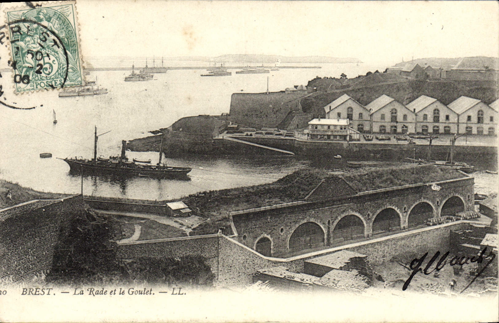 CPA Brest La Rade et le Goulet Bateau