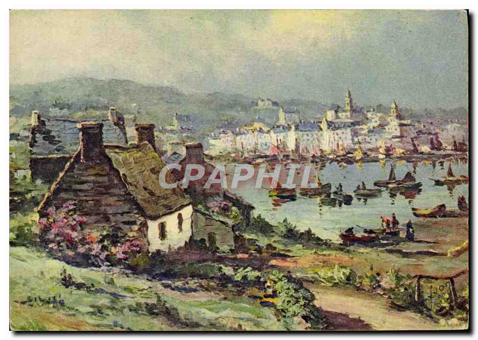 CPA Audierne Vue Generale du Port Bateaux