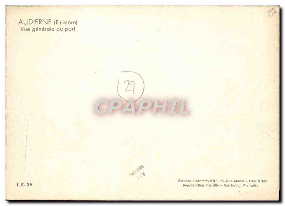 CPA Audierne Vue Generale du Port Bateaux — Rückseite