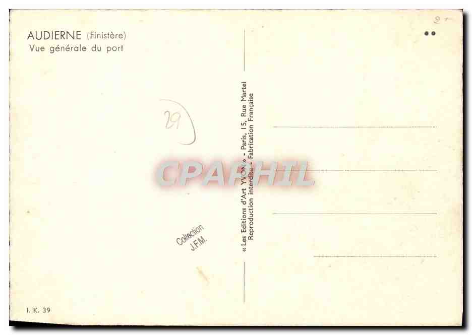 CPA Audierne Vue Generale du Port Bateaux — Rückseite