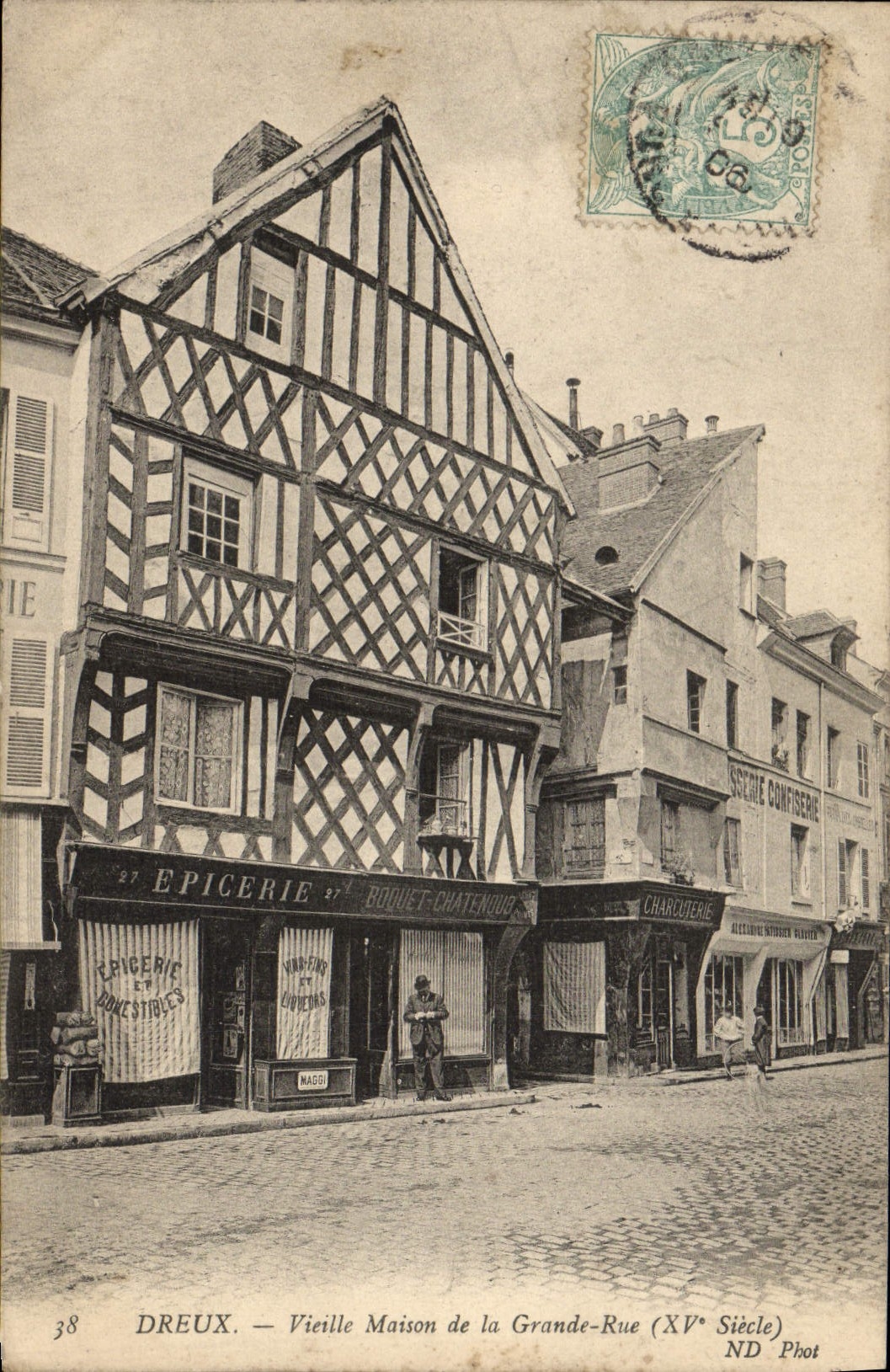 CPA Dreux Vieille Maison De La Grande Rue Epicerie