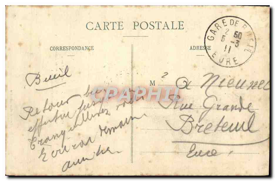 Le Christ mort sur la Croix entre deux Larrons — Vitrail de la Chapelle St-Louis à Dreux — Ch. Foucault, édit. Dreux — Reverso
