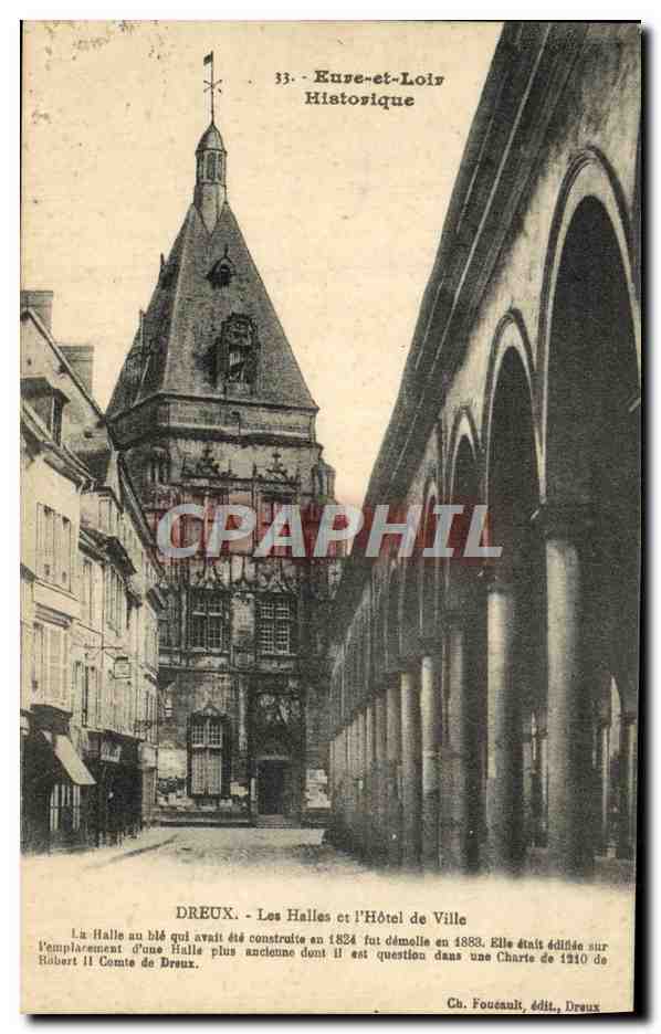 CPA Dreux Les Halles Et l'Hotel De Ville