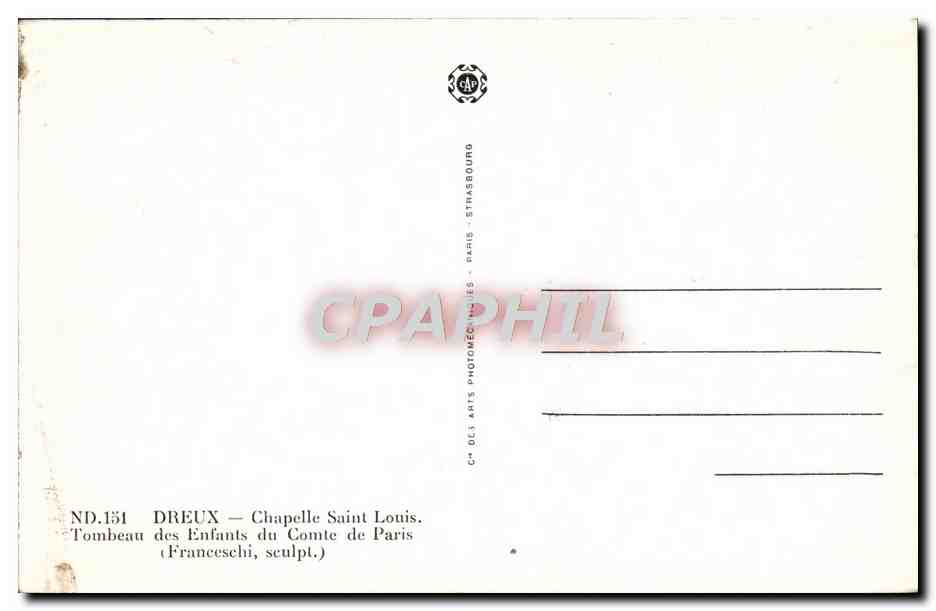 Tombeau des Enfants du Comte de Paris — Chapelle Saint Louis — Dreux — Verso