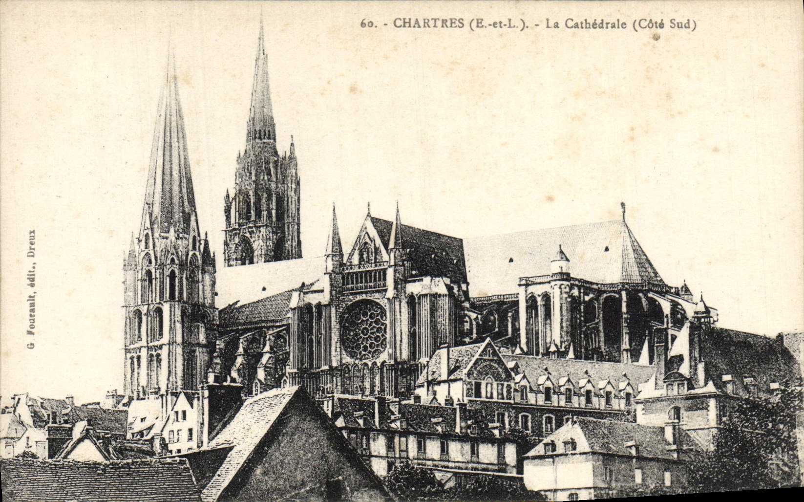 Chartres (E-et-L.) - La Cathédrale (Côté Sud) — G. Fournault, éditeur, Dreux, n°60