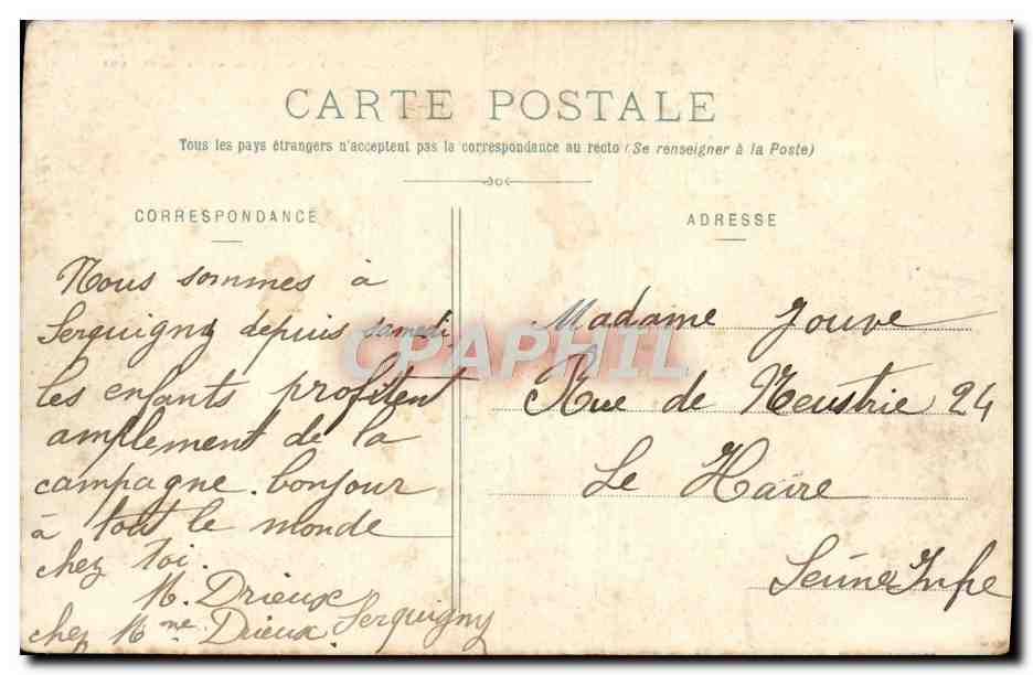 Serquigny (Eure) - Place du Vienx-Pont — éditeur inconnu, n° de série non visible — Verso