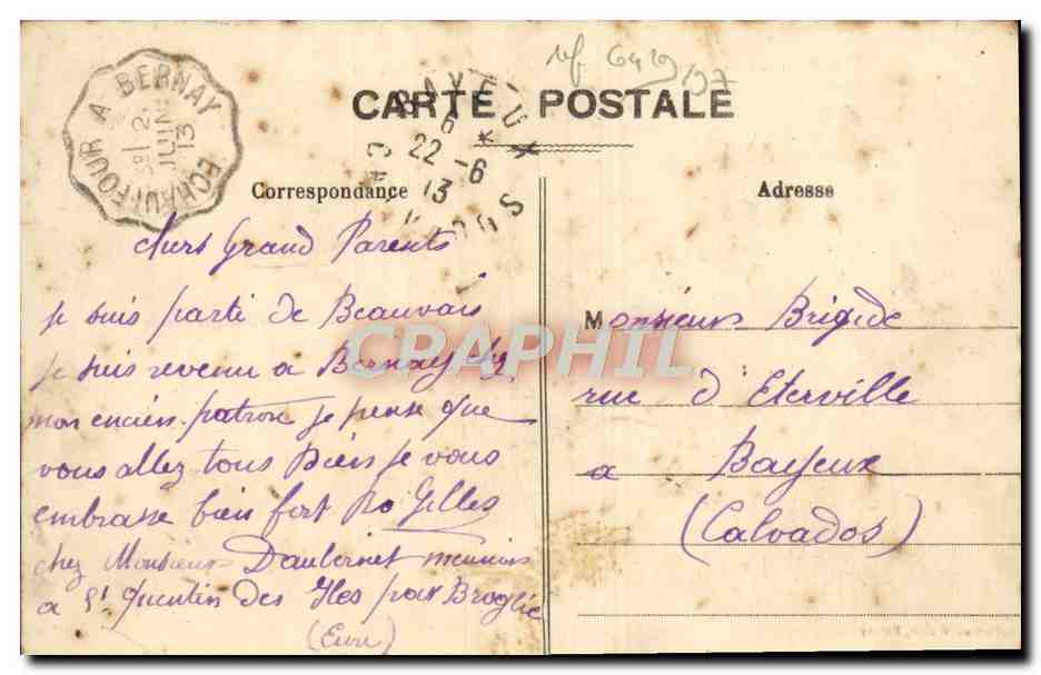 Environ de BERNAY — Panorama de St-QUENTIN-des-ÎLES — Collection Wallar, Bernay — Reverso