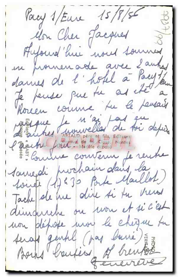 CPM Pacy Sur Eure L'hotel de ville Les lacets de l'Eure Monument Aristide Briand — Rückseite