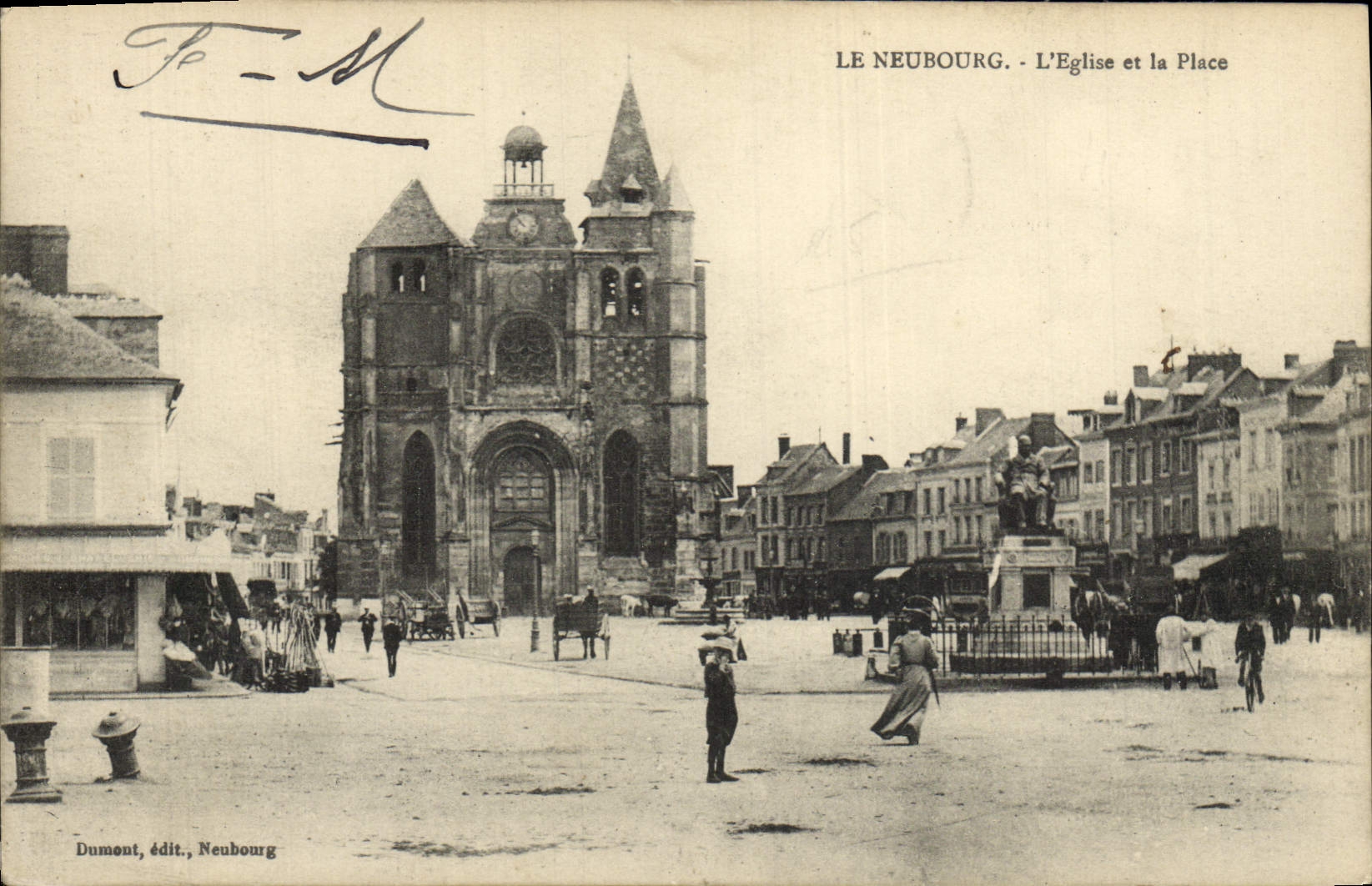 Le Neubourg - L'Église et la Place - Dumont, édit., Neubourg