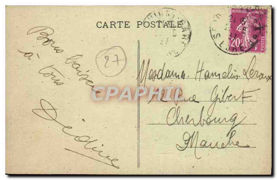 Launay (Eure) — Place de l'Église et Mairie — Édition Gnerio, Cliché G. Watter — Achterkant