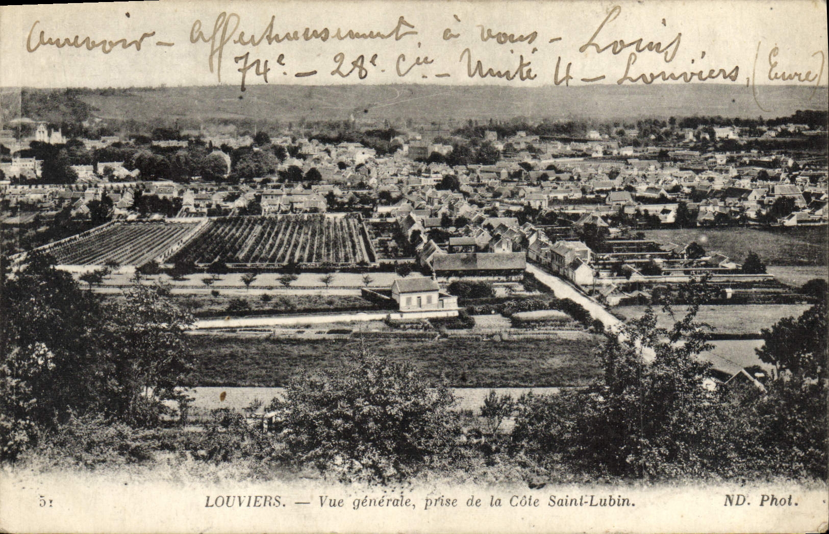 Louvières — Vue générale, prise de la Côte Saint-Lubin — ND. Phot.