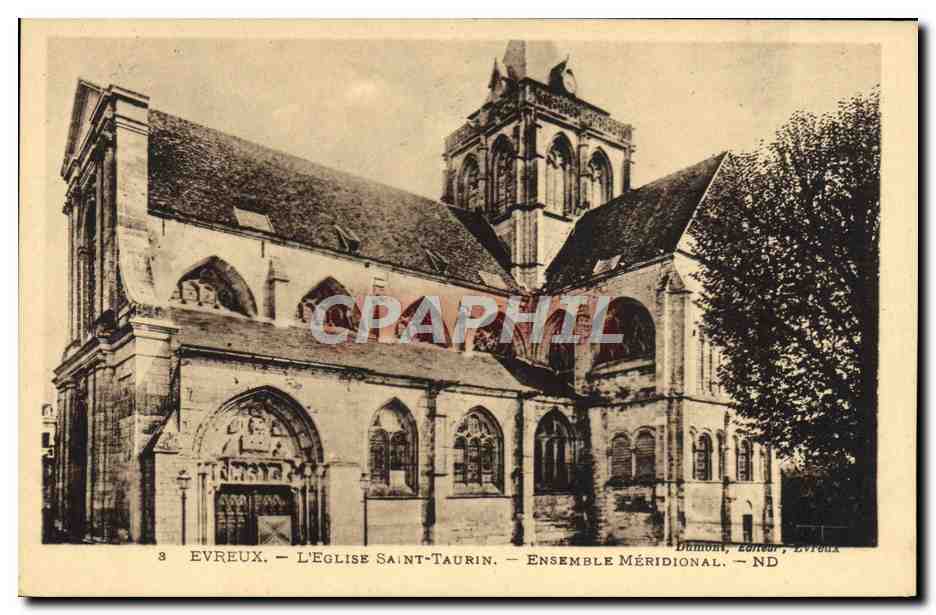 Evreux — L'Église Saint-Taurin — Ensemble méridional — éditeur Dumont, Evreux