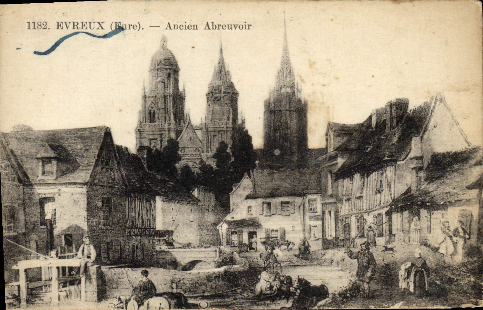 CPA Evreux Ancien Abreuvoir