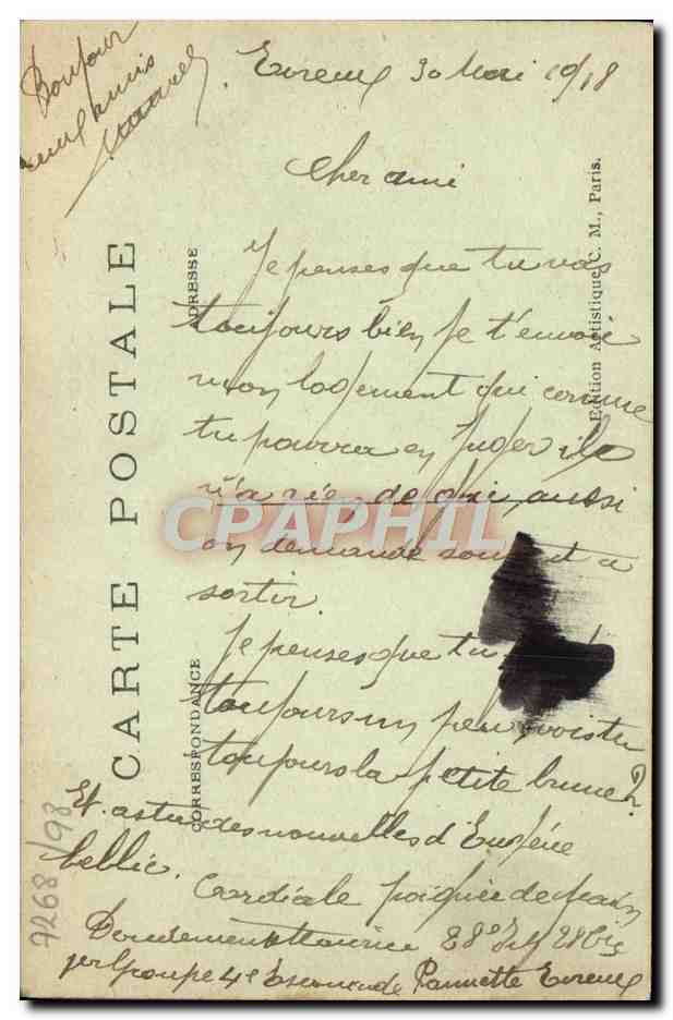 CPA Evreux Baraquements Militaires Militaria — Rückseite