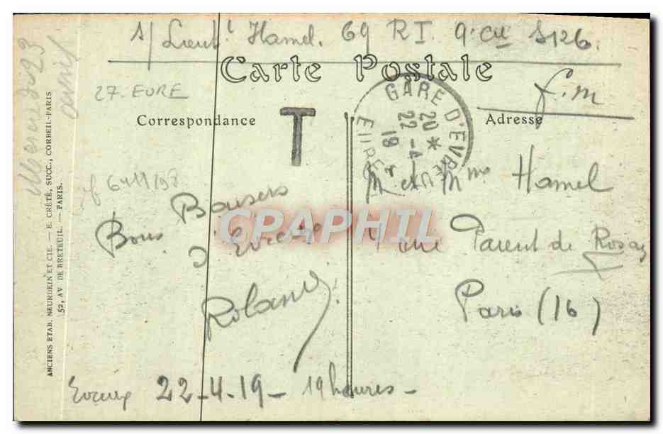 CPA Evreux Vue Sur La Tour De l'Horloge Et La Cathedrale — Rückseite