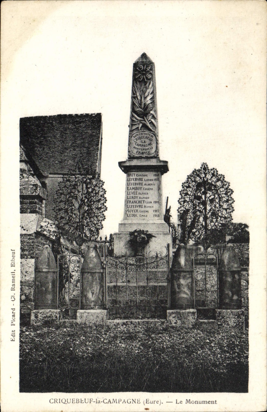 CRIQUEBEUF-la-CAMPAGNE (Eure) — Le Monument — Edit. Cl. Rameil, Elbeuf