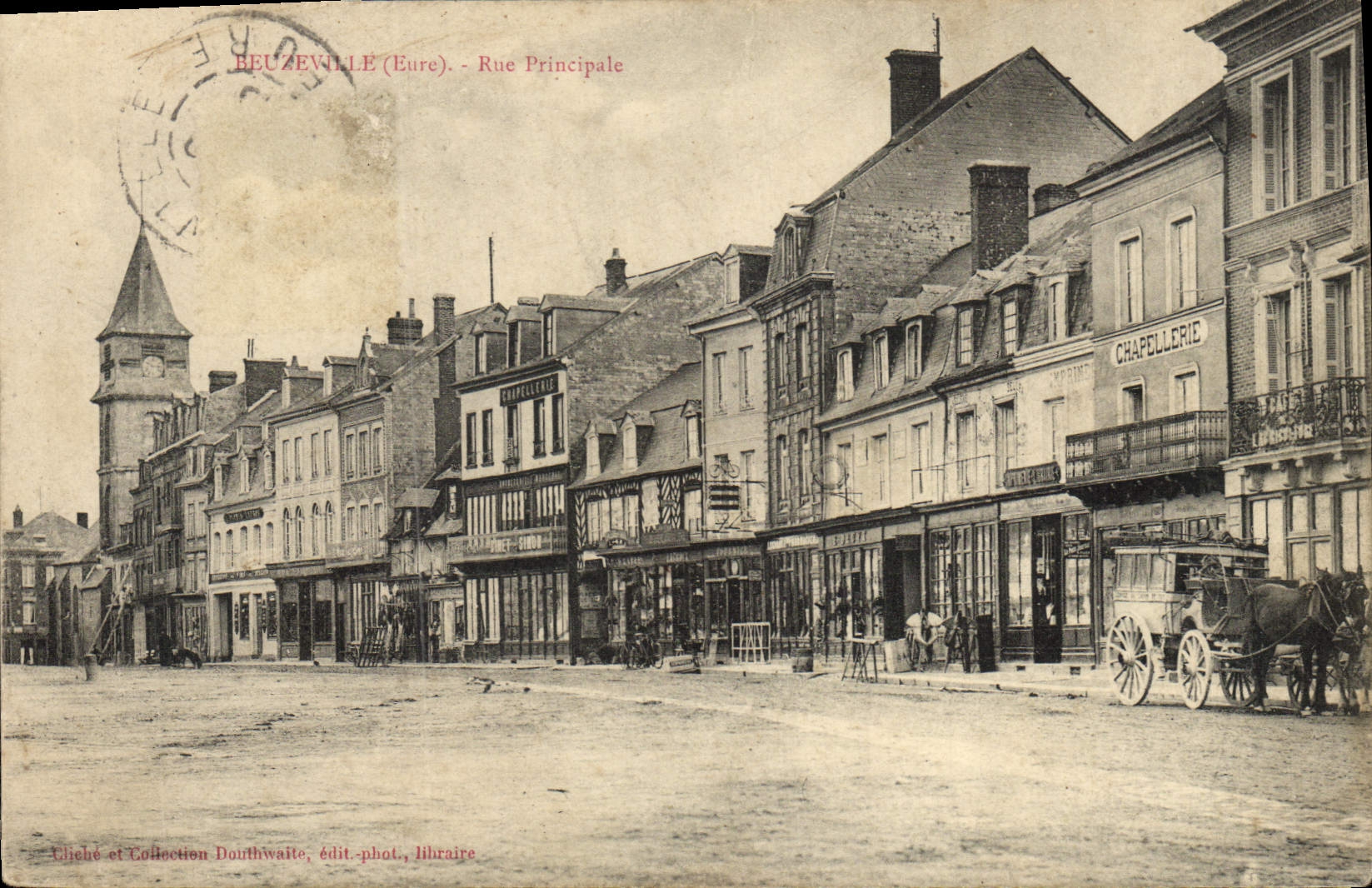 CPA Bonneville Rue Principale Caleche Cheval Chapellerie