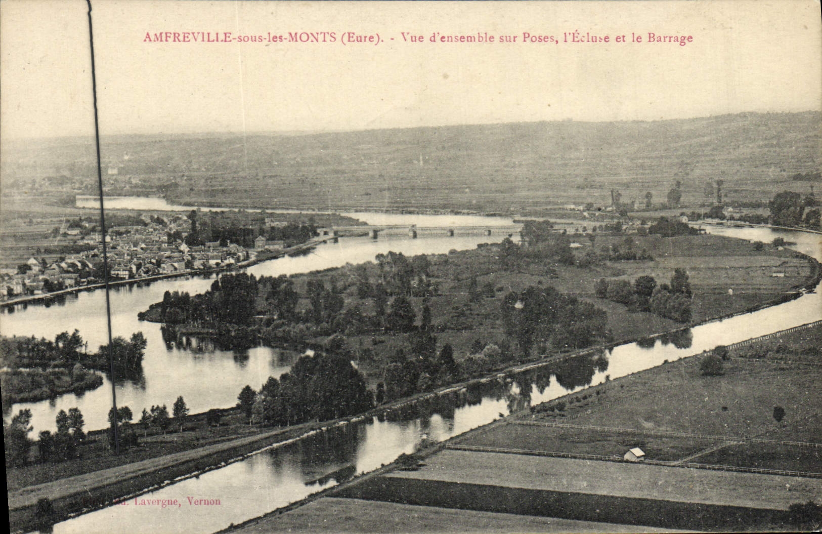 Amfreville-sous-les-Monts (Eure) — Vue d'ensemble sur Poses, l'Écluse et le Barrage — Laverogne, Vernon