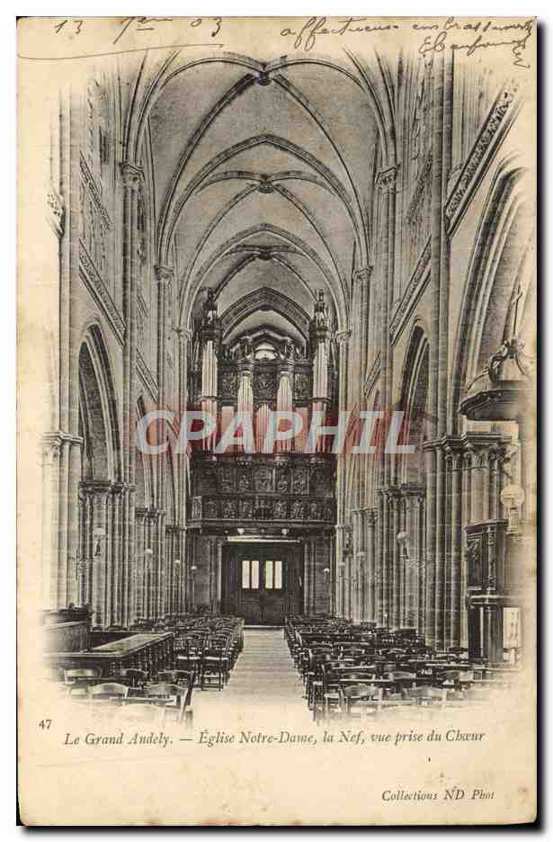 CPA Le Grand Andely Eglise Notre Dame la Nef vue prise du Choeur Orgue