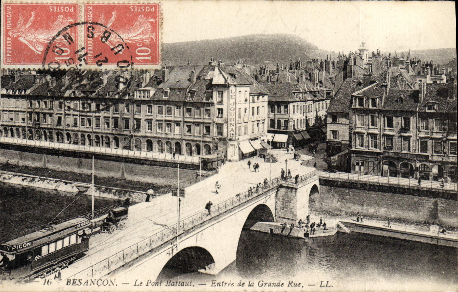 CPA Besancon Le Pont Battant Entree de la Grande Rue Tramway