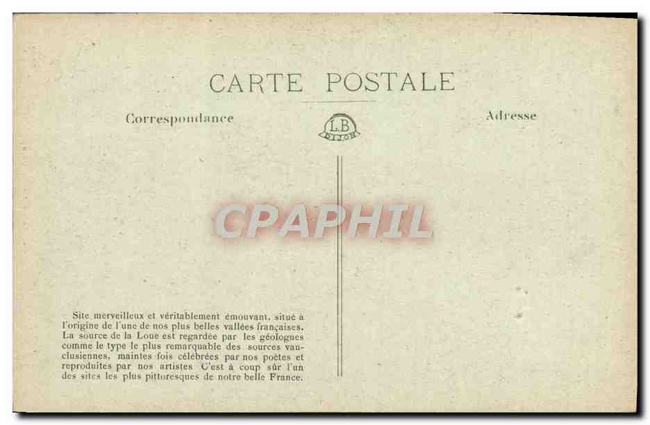 Source de la Loue — Vallée pittoresque de Franche-Comté — MOUTHIER-Haute-PIERRE, n°609 — Reverso
