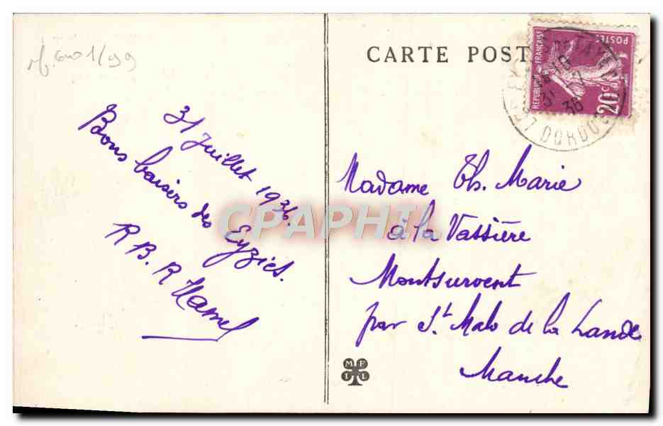 CPA Les Eyzies Les Rochers des Eyzies abritant le Musee National et l'homme prehistorique — Back