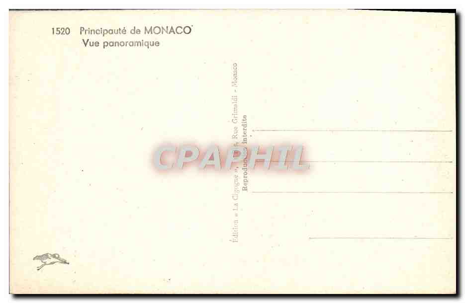 CPA Principaute de Monaco Vue Panoramique — Verso