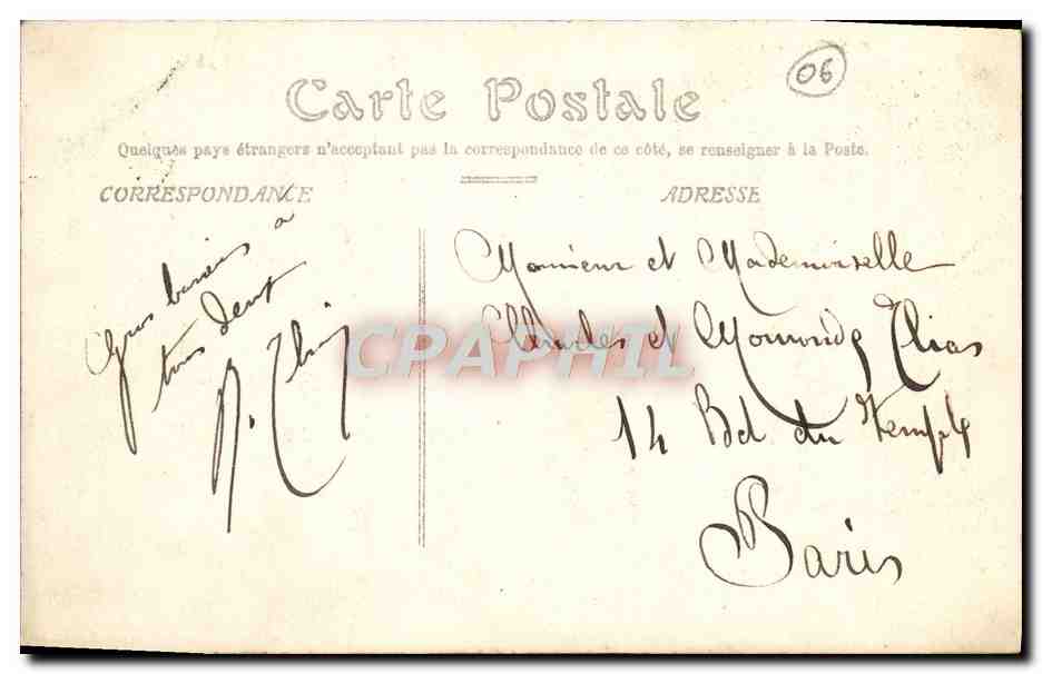 CPA Monte Carlo Les Pigeons — Rückseite