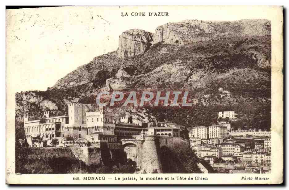 CPA Monaco Le palsis le montee et la Tete de Chien