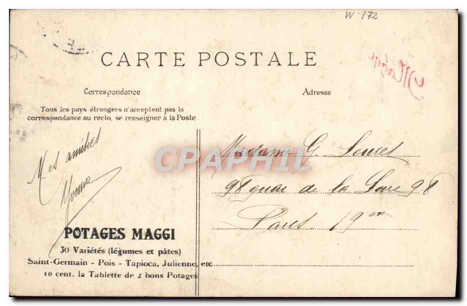 CPA Monte Carlo Vue de la Condamine — Rückseite