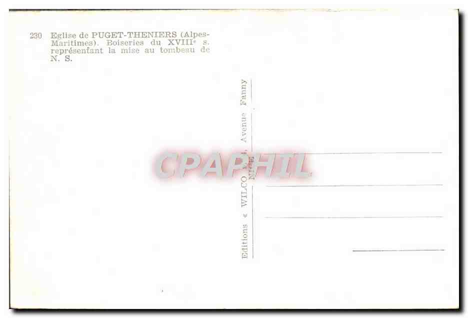 CPM Eglise De Puget Theniers Boiseries du 18eme representant la mise au tombeau de NS — Rückseite