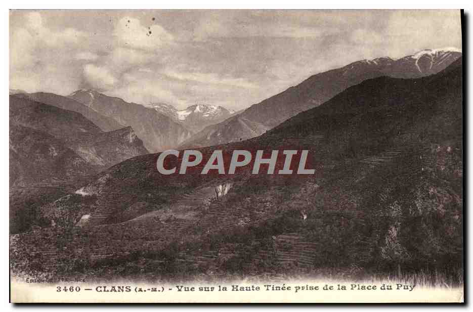 CPA Clans Vue sur la Haute Tinee prise de la Place du Puy
