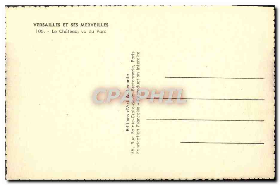 CPA Versailles Et ses Merveilles Le Chateau vu du Parc — Verso