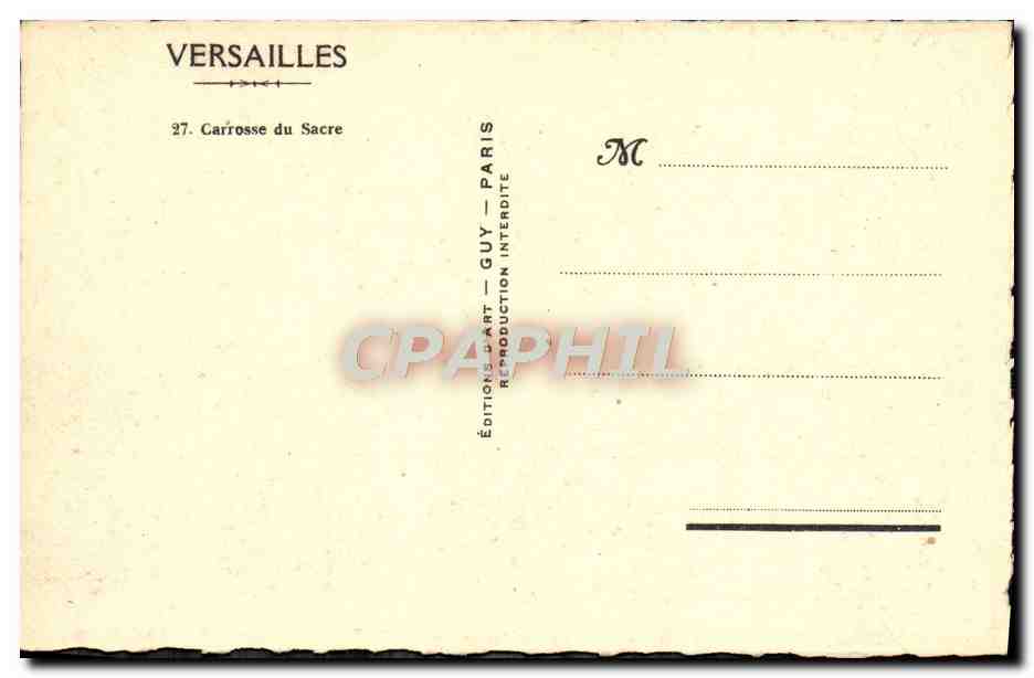 CPA Versailles Carrosse du sacre — Verso