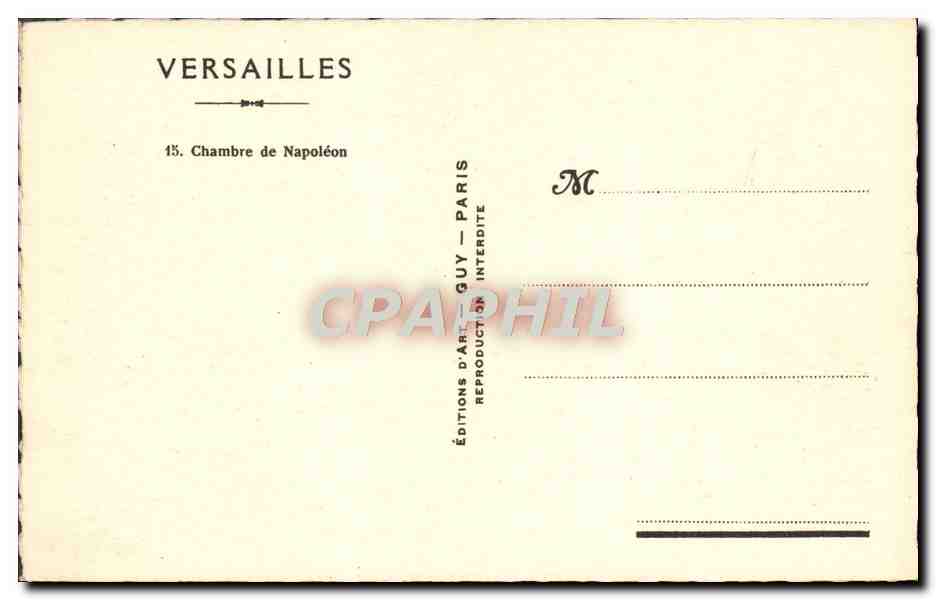 CPA Versailles Chambre de Napoleon 1er — Verso