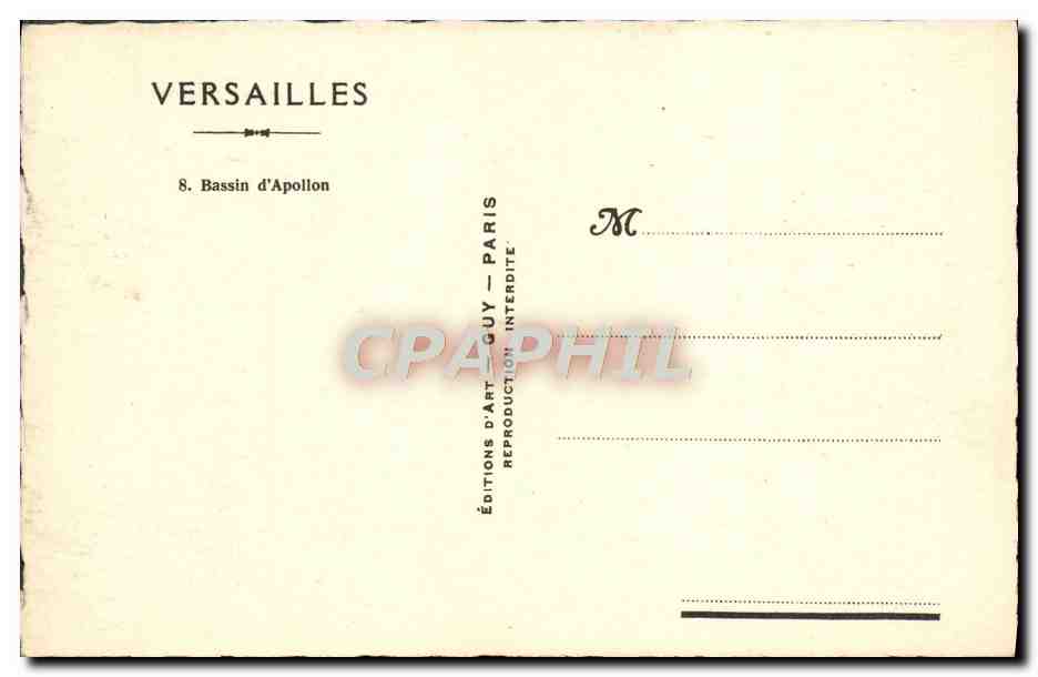CPA Versailles Bassin d'Apollon — Verso