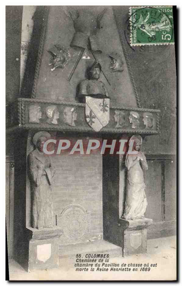 CPA Colombes Cheminee de la Chambre du Pavillon de chasse ou est morte la reine Henriette en 1669