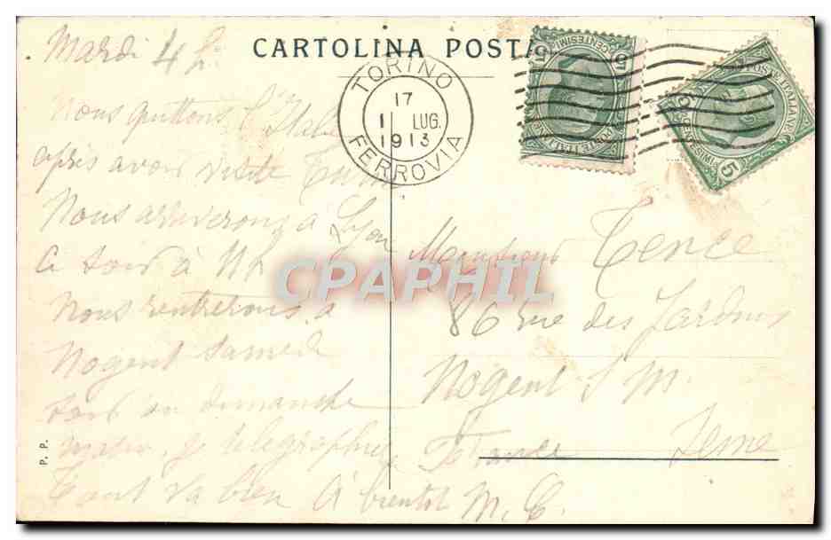 CPA Torino Castllo del Valentino — Rückseite