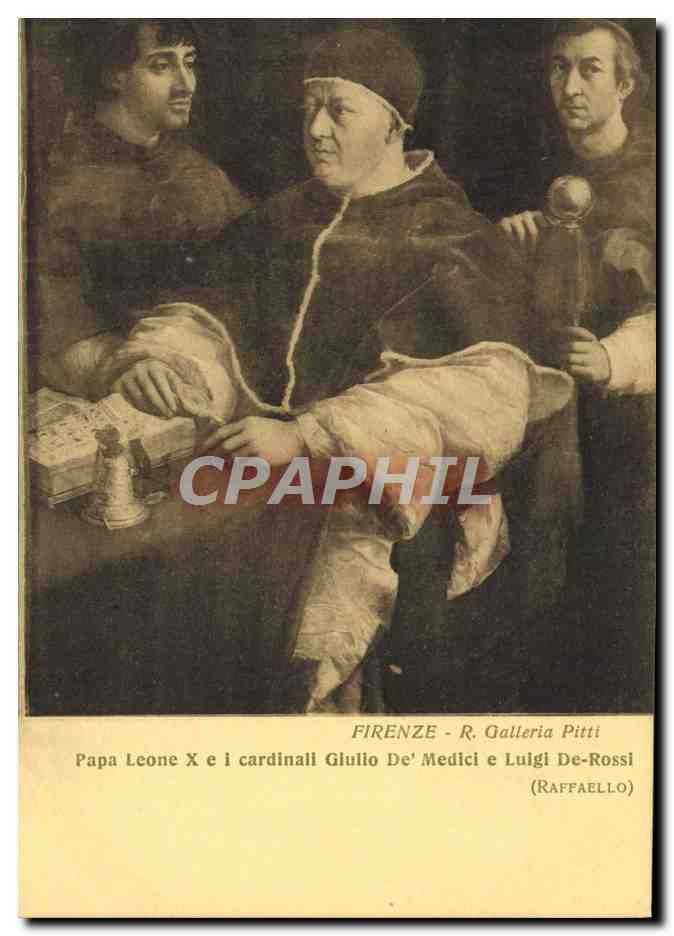 CPA Firenze Papa Leone X e i cardinali Giullo De Medici e Luigi De Rossi Raffaello