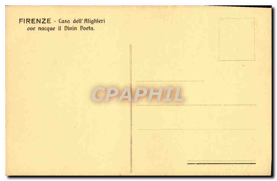 CPA Firenze Casa dell Alighieri ovu nacque il Divin Poeta — Rückseite