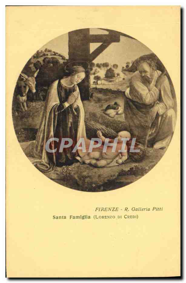 CPA Firenze Santa Famiglia Lorenzo di Credi Galleria Pitti