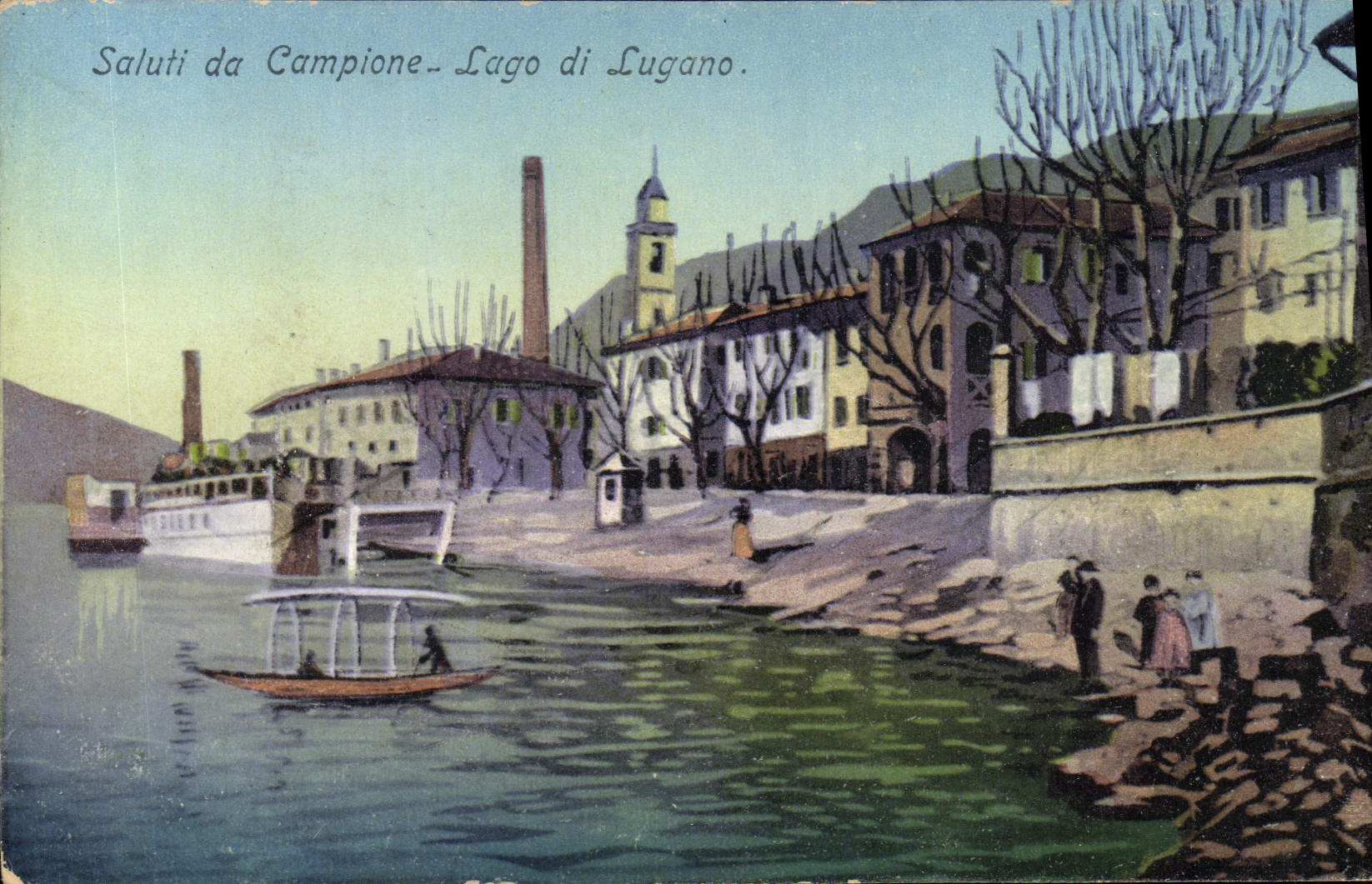 CPA Saluti da Campione Lago di Lugano