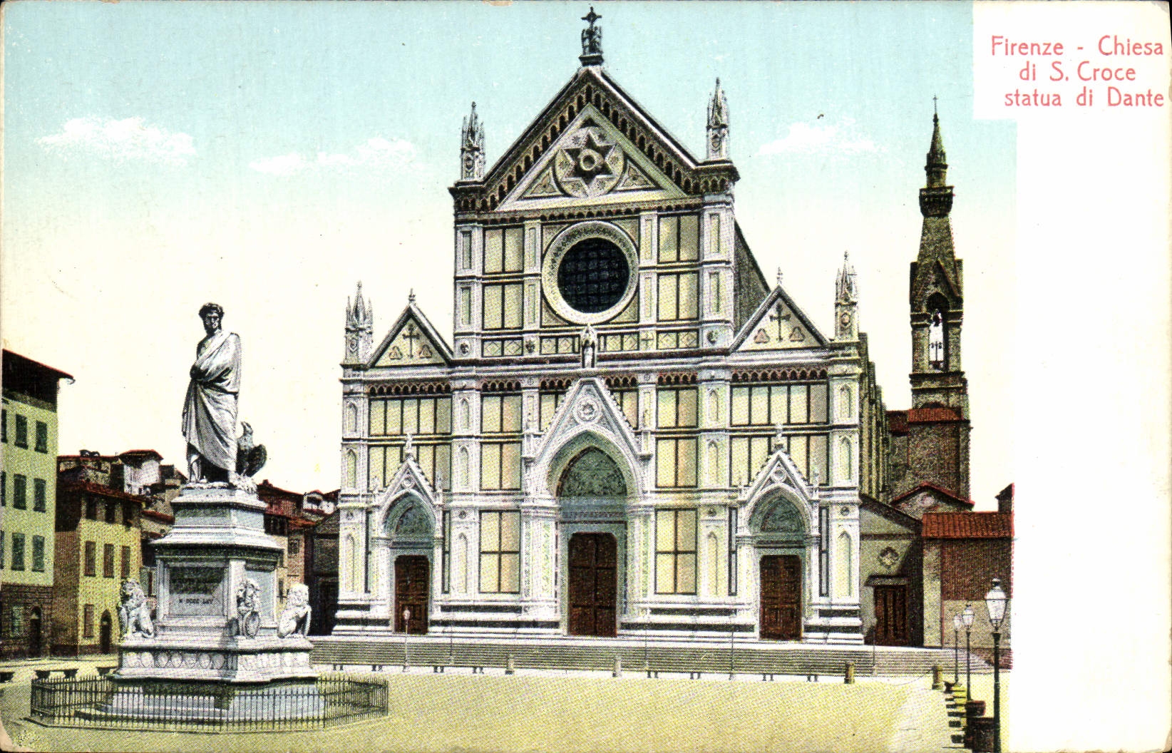 CPA Firenze Chiesa Di S Croce Statua Di Dante