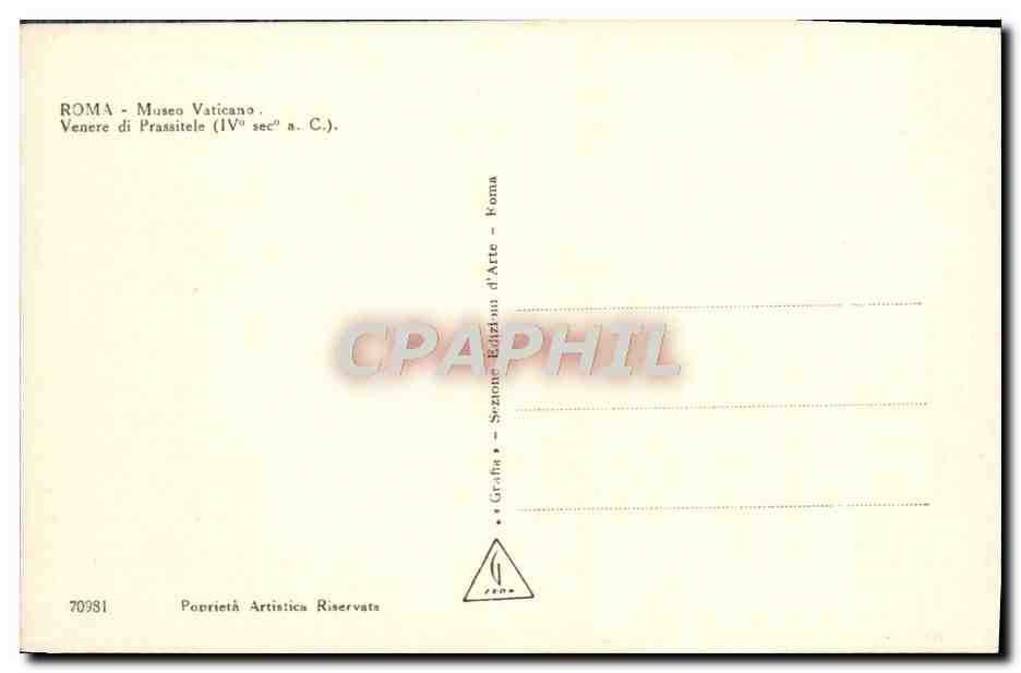 CPA Roma Museo Vaticano Venere Di Prassitele — Rückseite