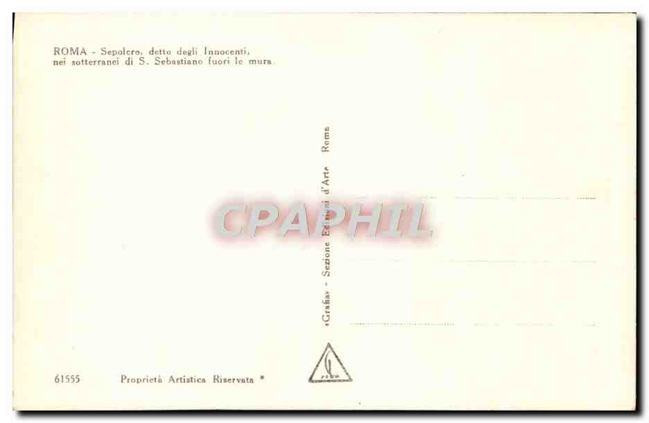 CPA Roma Sepolcro Detto degli innocenti nei sotterranei di S Sebastiano furoi le mura — Rückseite